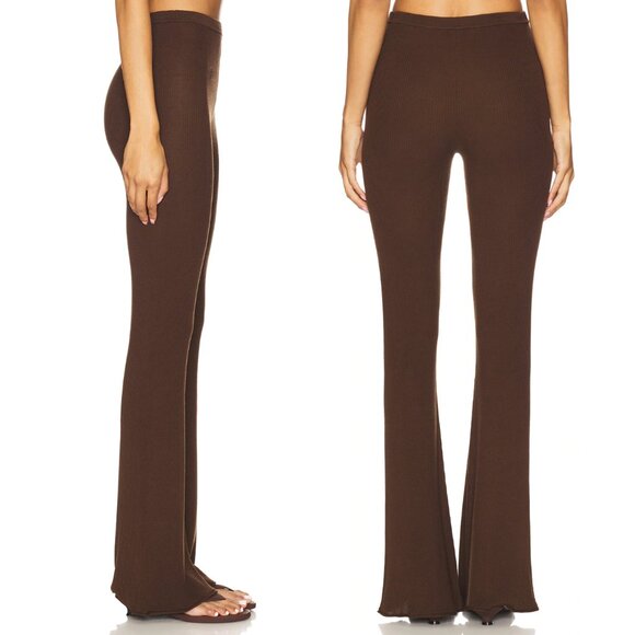EAVES Bailee Rib Pant in Chocolate Brown Flare Small S - Picture 2 of 7
